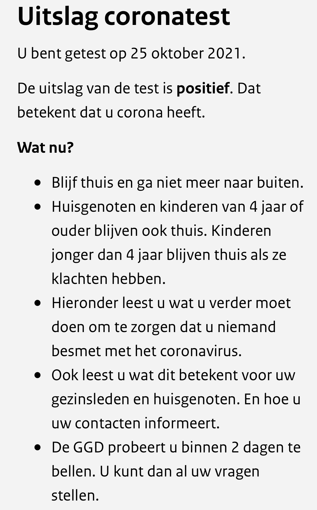 Update sluiting ivm Quarantaineverplichting