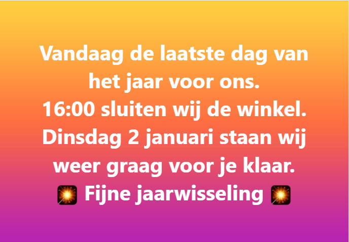 Oudjaarsdag gesloten